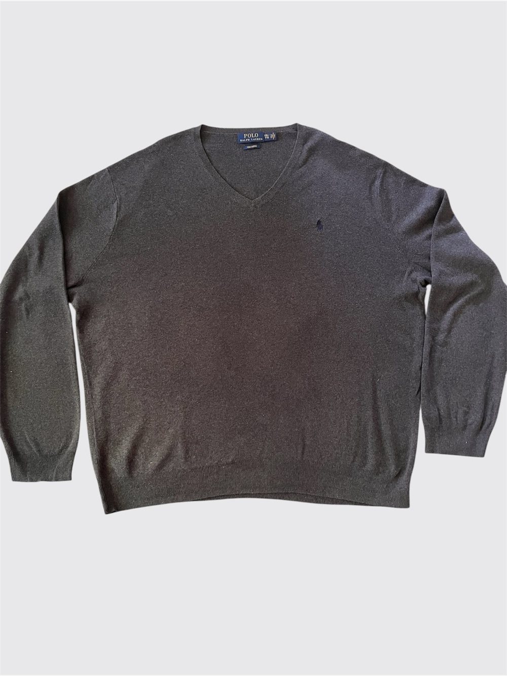 Polo by Ralph Lauren Men's V-Neck Sweater Charcoal Cotton - Picture 1 of 6